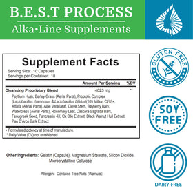 Ingrédients de Morter HealthSystem Alka•Cleanse en gros plan