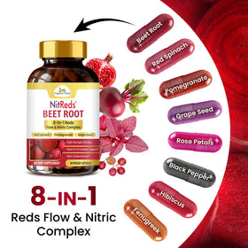 Ingrédients de NitReds d'Organic Veda, betterave et grenade