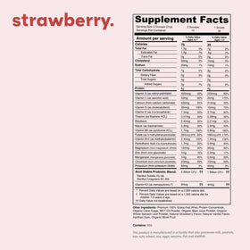 Ingrédients de Nurished Mighty Strawberry Milk sur une table