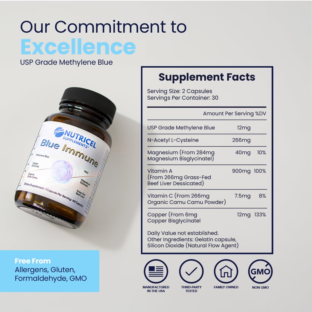 Ingrédients de Nutricel Blue daily wellness sur l'étiquette