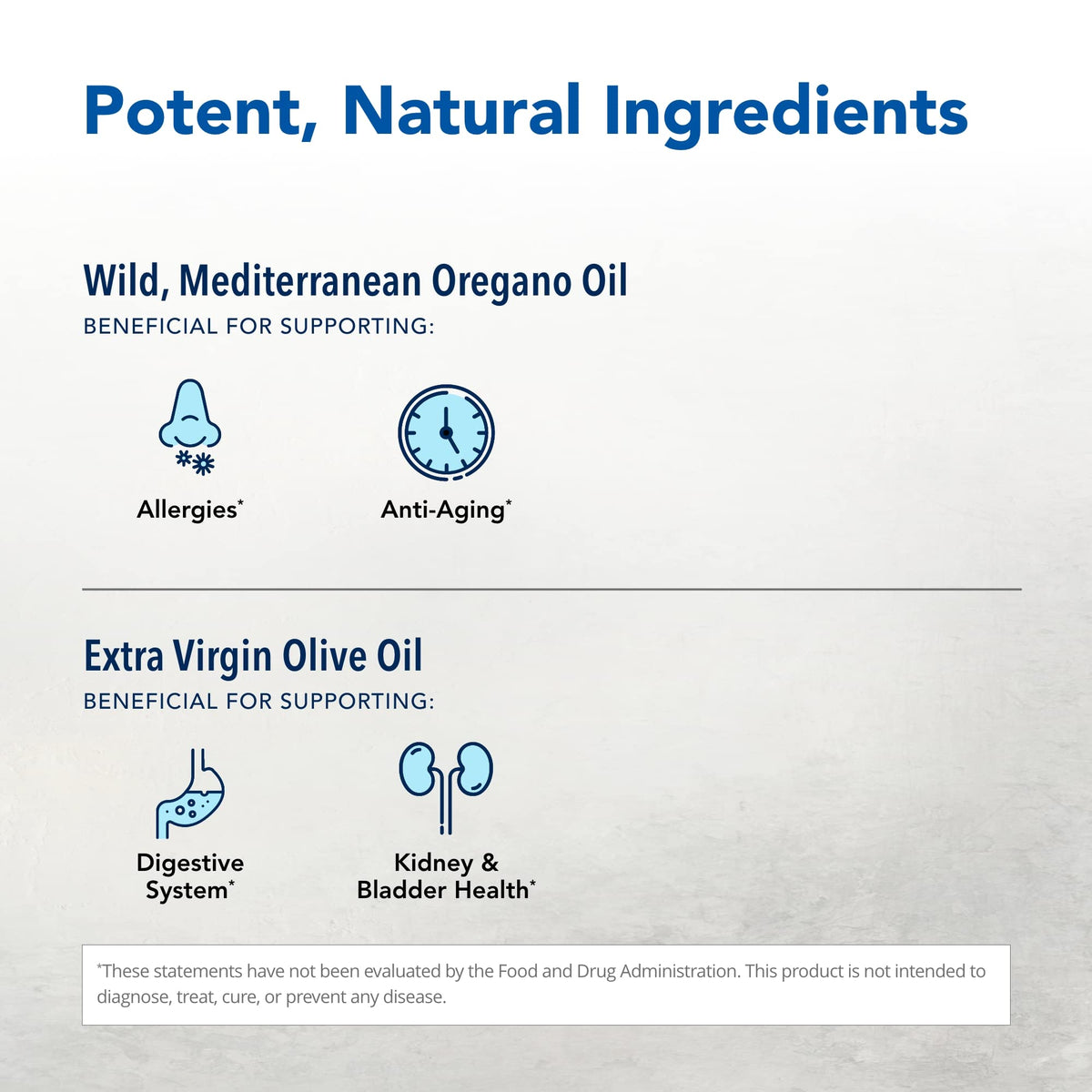 Ingrédients de Oreganol P73, huile d'origan et huile d'olive