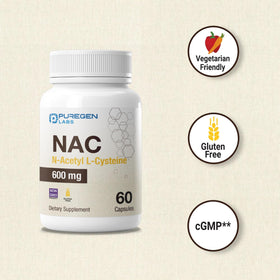 Ingrédients de P Puregen Labs N-Acetyl-L-Cystéine 600mg