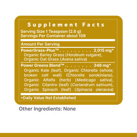 Ingrédients de Premier Research Labs Premier Organic Greens sur l'emballage