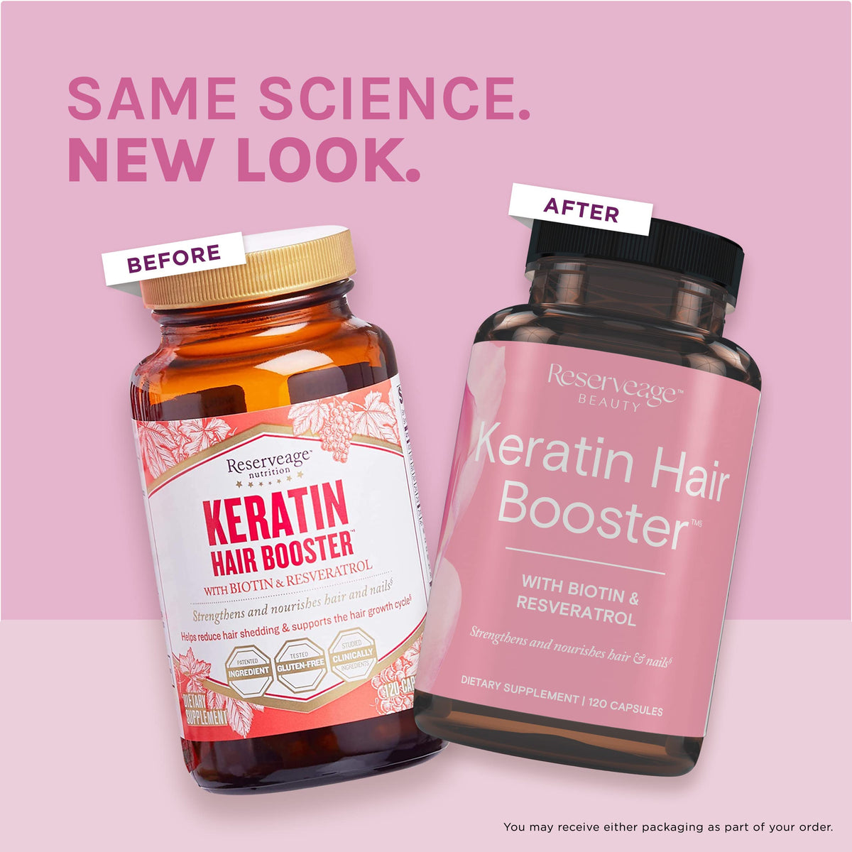 Ingrédients de Reserveage Nutrition Keratin Hair support sur l'étiquette
