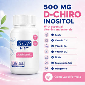 Ingrédients de SOP NIAM D-Chiro Inositol 500mg sur l'étiquette
