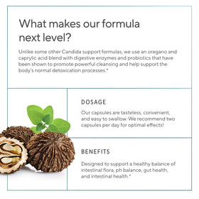 Ingrédients de Sunergetic Candida Cleanse sur une table