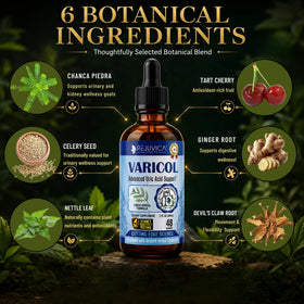 Ingrédients de Varicol sur une table, incluant cerises et plantes