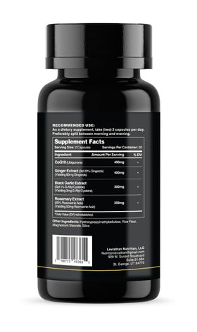 Ingrédients de Vital Heart: Ail Noir, Romarin, Gingembre, CoQ10