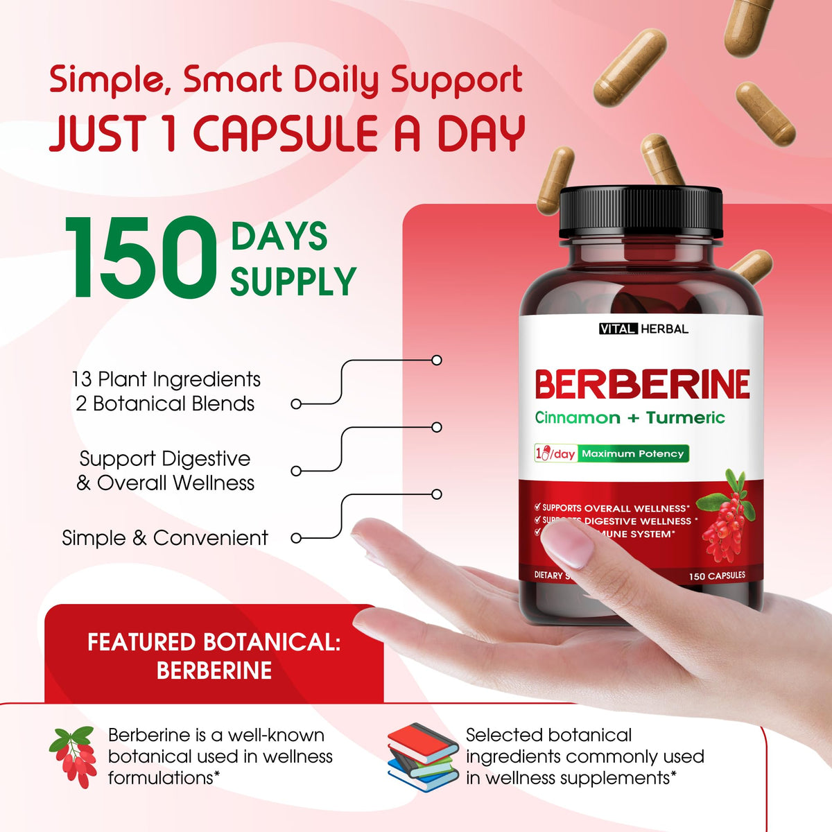 Ingrédients de VITAL HERBAL Liposomal Berberine sur l'étiquette