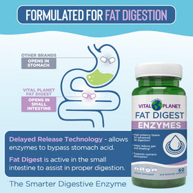 Ingrédients de Vital Planet Fat daily sur fond neutre