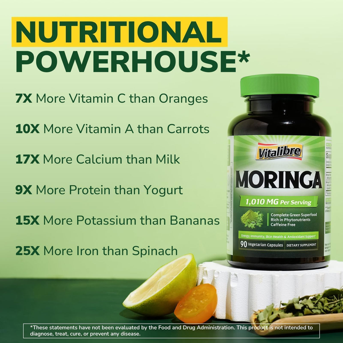 Ingrédients de Vitalibre Moringa 1 010 mg sur l'emballage