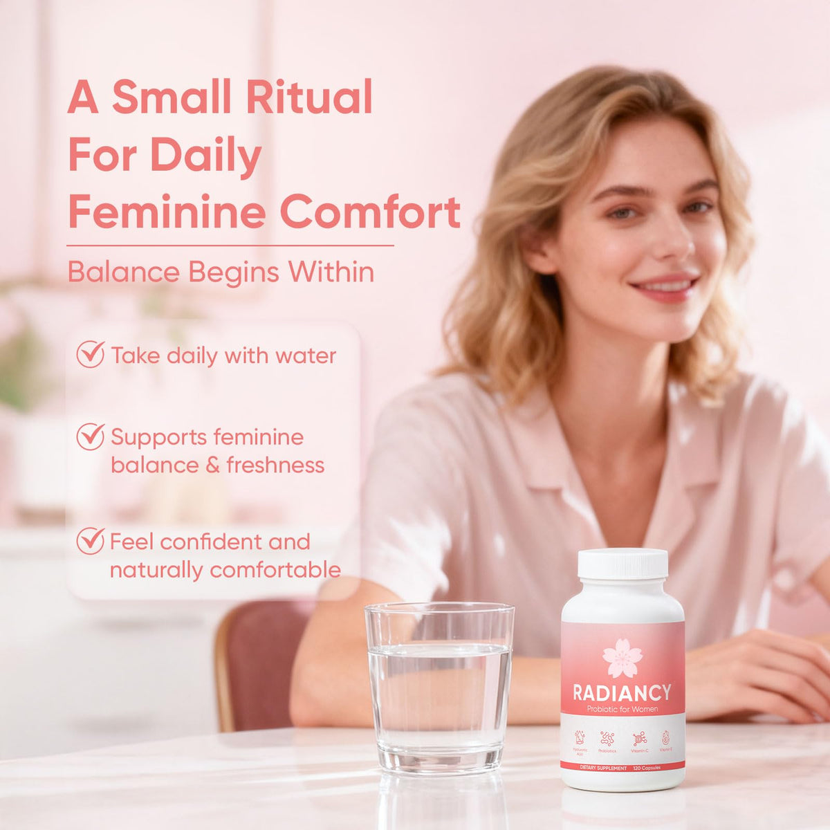 Ingrédients de WXDOAU Complément Alimentaire Probiotique Femme sur fond blanc