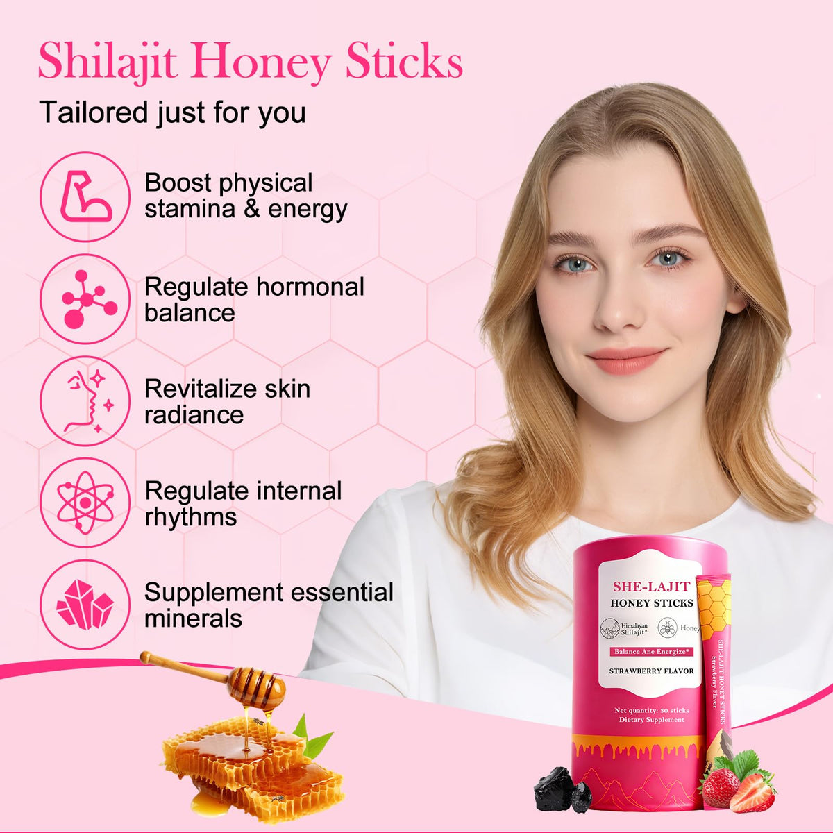 Ingrédients des bâtonnets de miel shilajit Blumskin