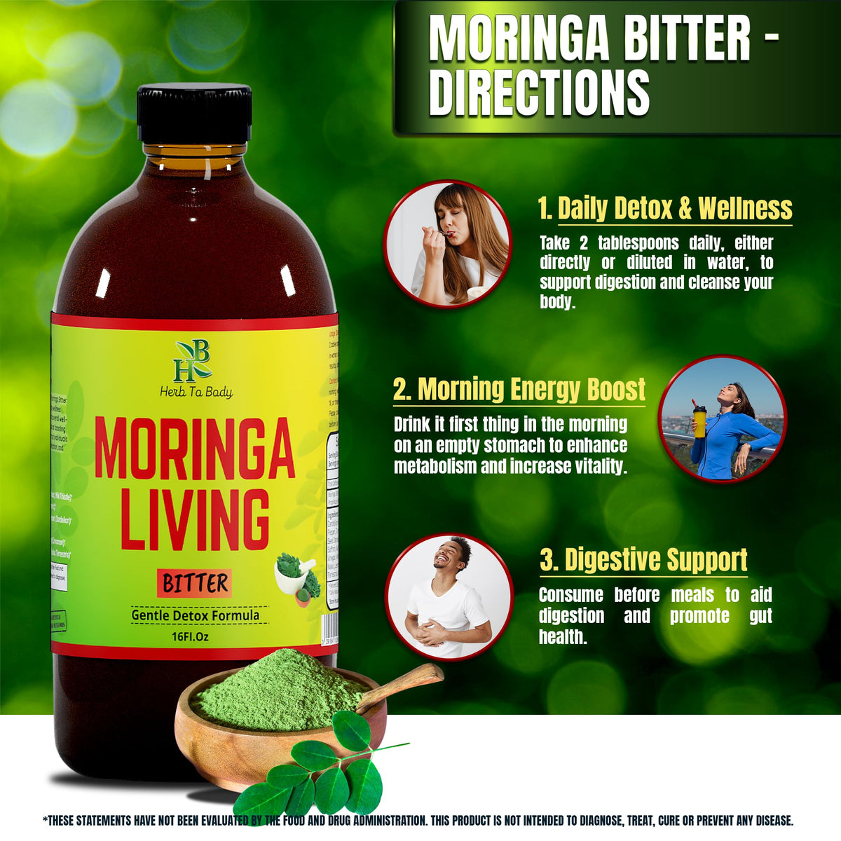 Ingrédients des Bitters de Moringa Herb To Body