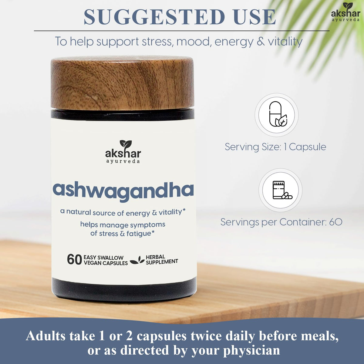 Ingrédients des capsules d'Ashwagandha AKSHAR