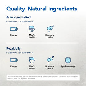 Ingrédients des capsules d'Ashwagandha avec gelée royale