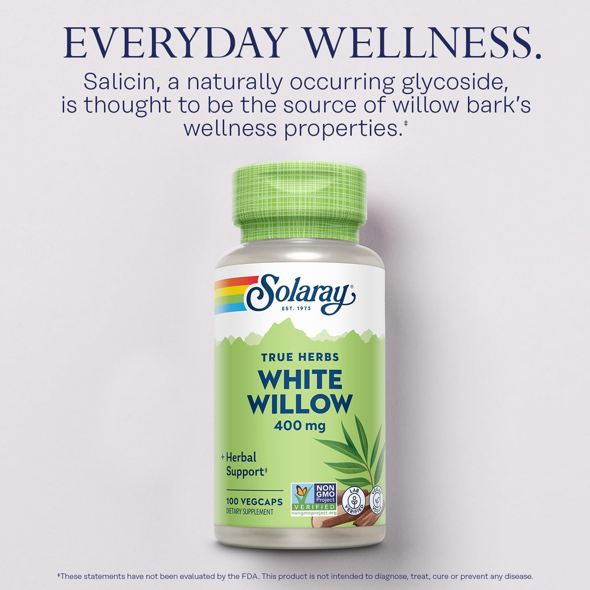 Ingrédients des capsules d'écorce de saule blanc SOLARAY
