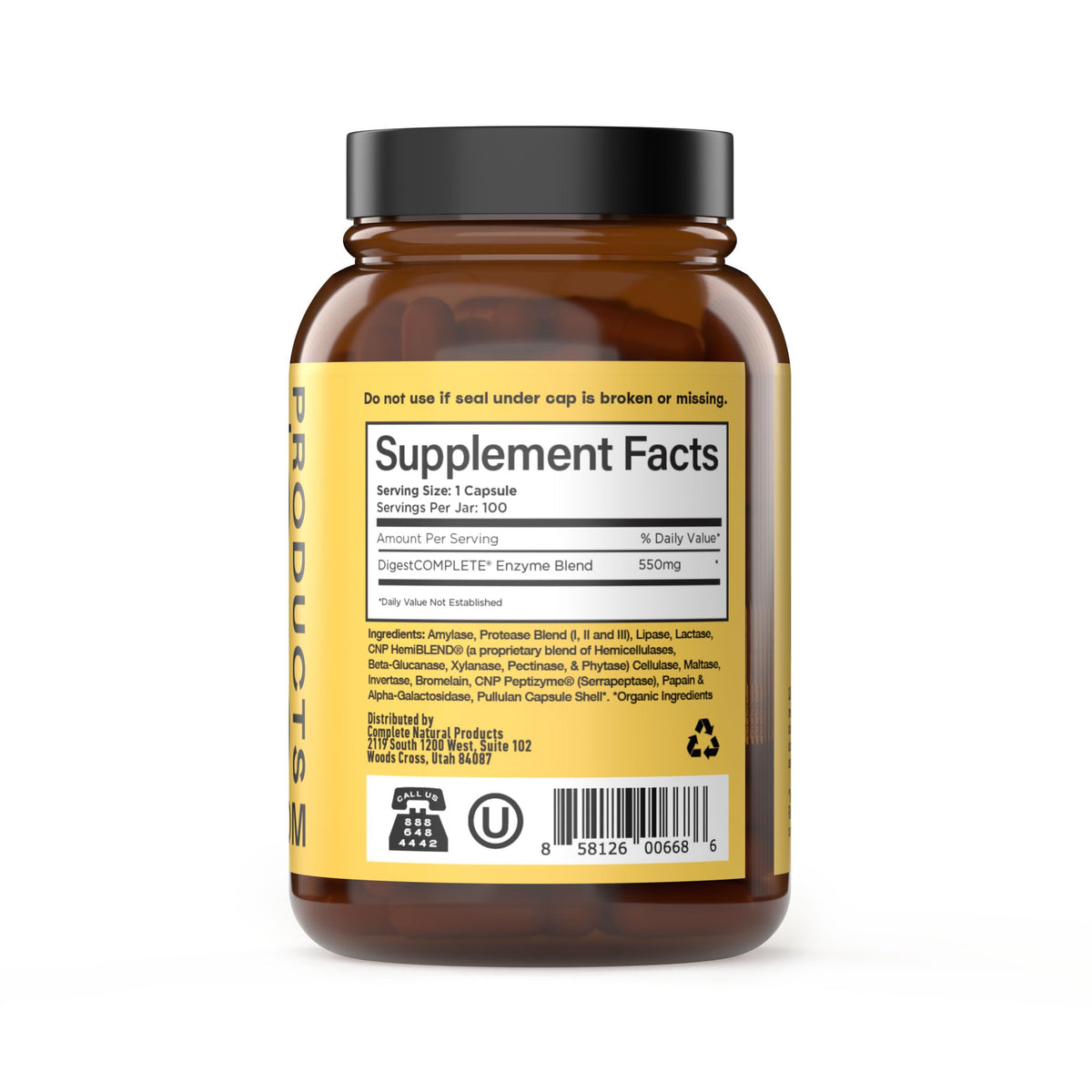 Ingrédients des capsules d'enzymes daily sur l'emballage