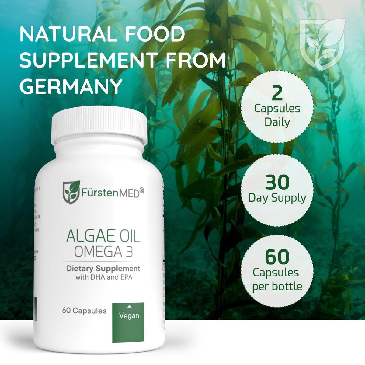 Ingrédients des capsules d'huile d'algue Omega 3 FürstenMED