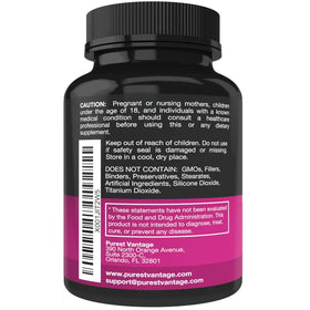 Ingredients des capsules D-Mannose 600mg Purest Vantage, étiquette