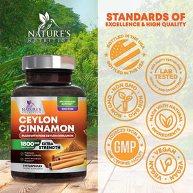 Ingrédients des capsules de cannelle de Ceylan Nature's Nutrition