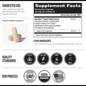 Ingrédients des capsules de champignon Reishi bio
