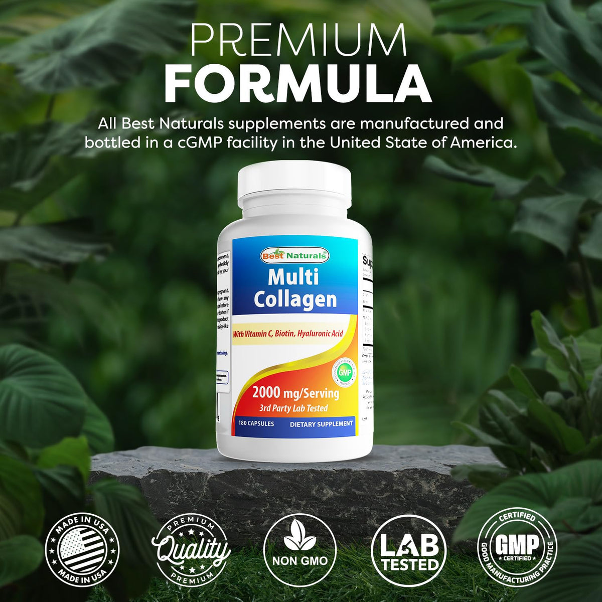 Ingredients des capsules de collagène Best Naturals sur l'emballage