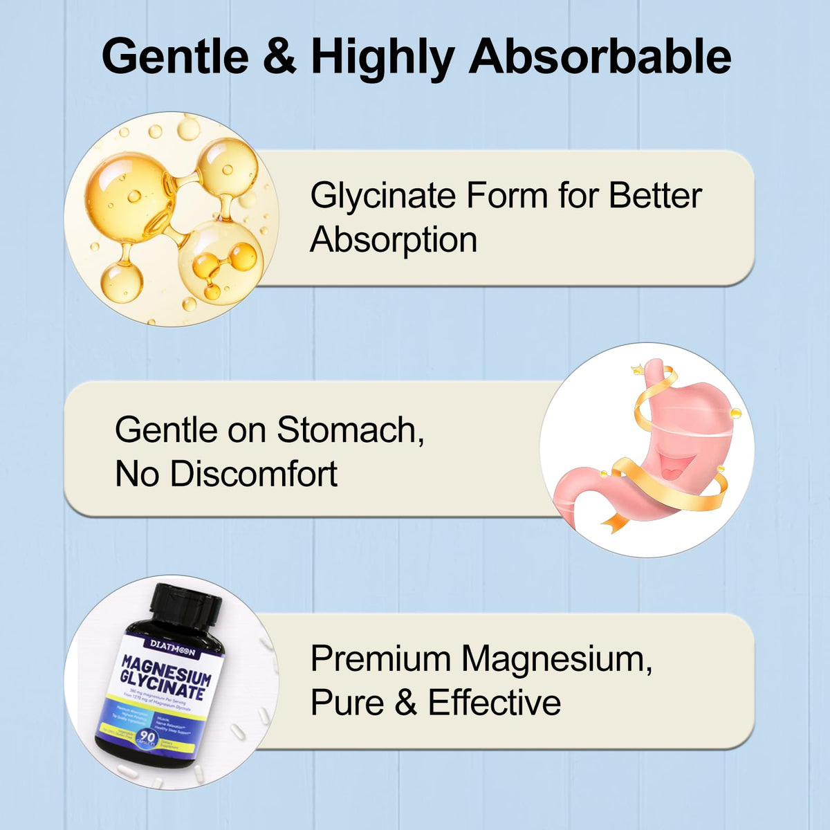 Ingrédients des capsules de glycinate de magnésium DIATMOON