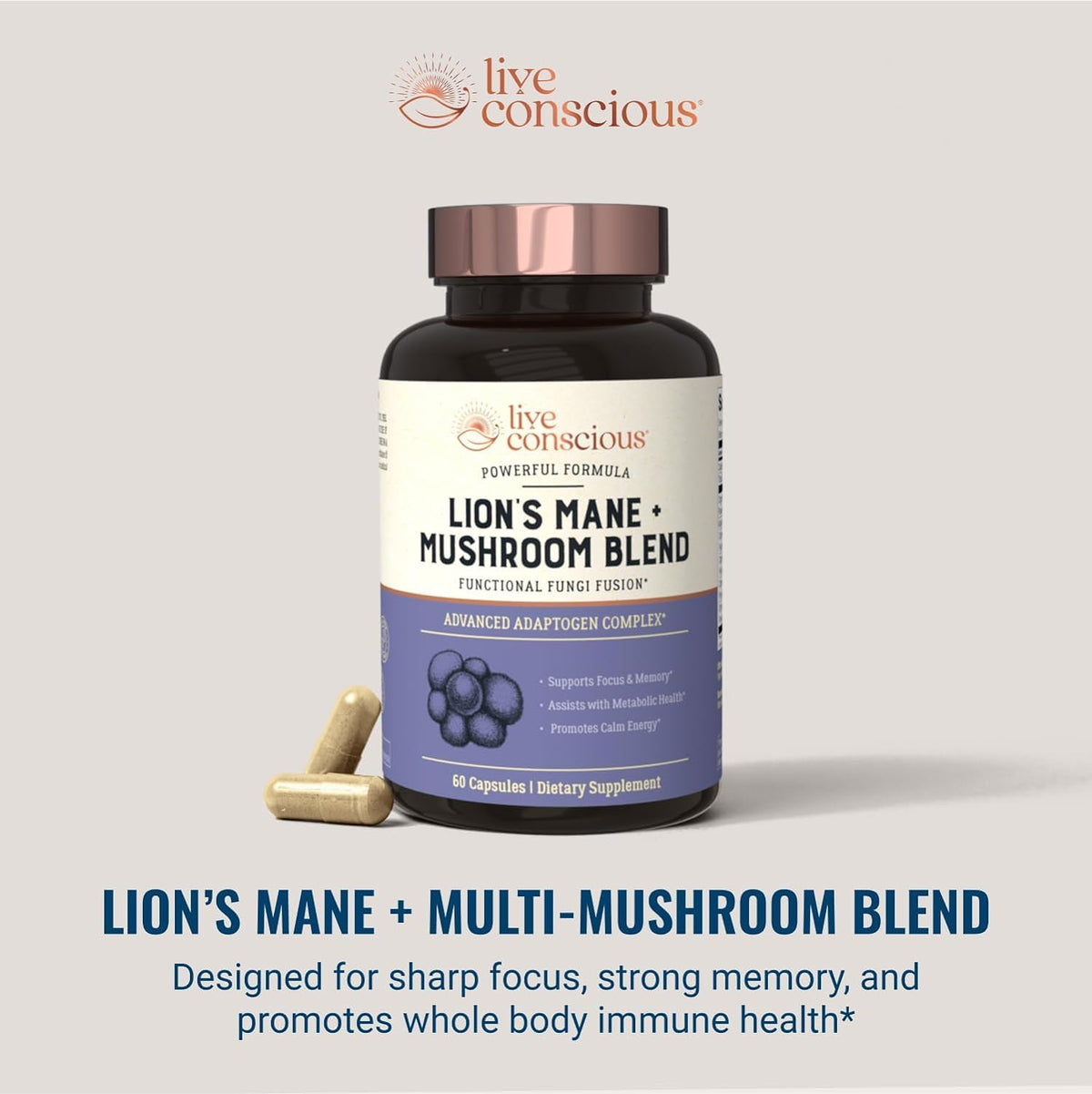Ingrédients des capsules de Lion's Mane Live Conscious