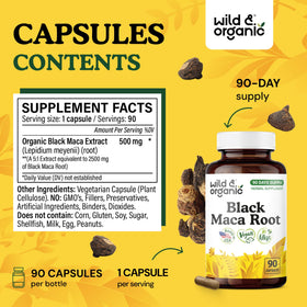 Ingrédients des capsules de maca noire Wild & Organic