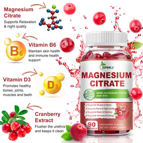 Ingrédients des capsules de magnésium citrate ZIPINKJ, flacon ouvert