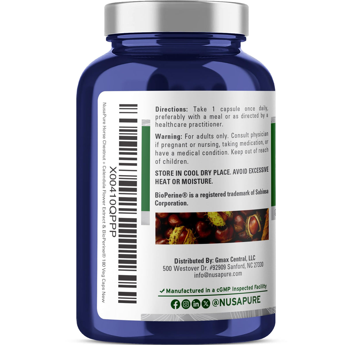 Ingrédients des capsules de Marron d'Inde NusaPure
