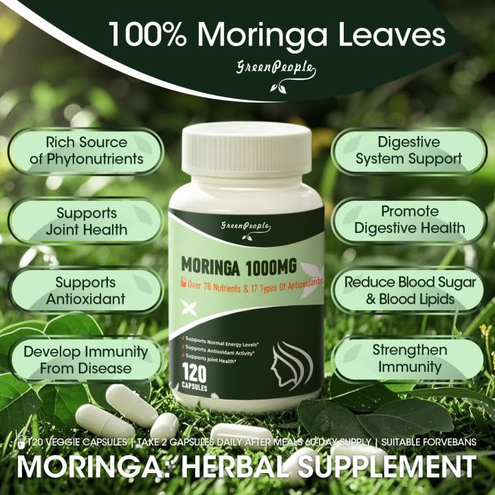 Ingrédients des capsules de Moringa GREENPEOPLE sur l'étiquette