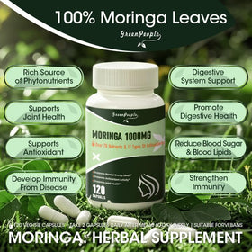 Ingrédients des capsules de Moringa GREENPEOPLE sur l'étiquette