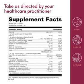 Ingrédients des capsules de multivitamines ADEK de Bariatric Advantage