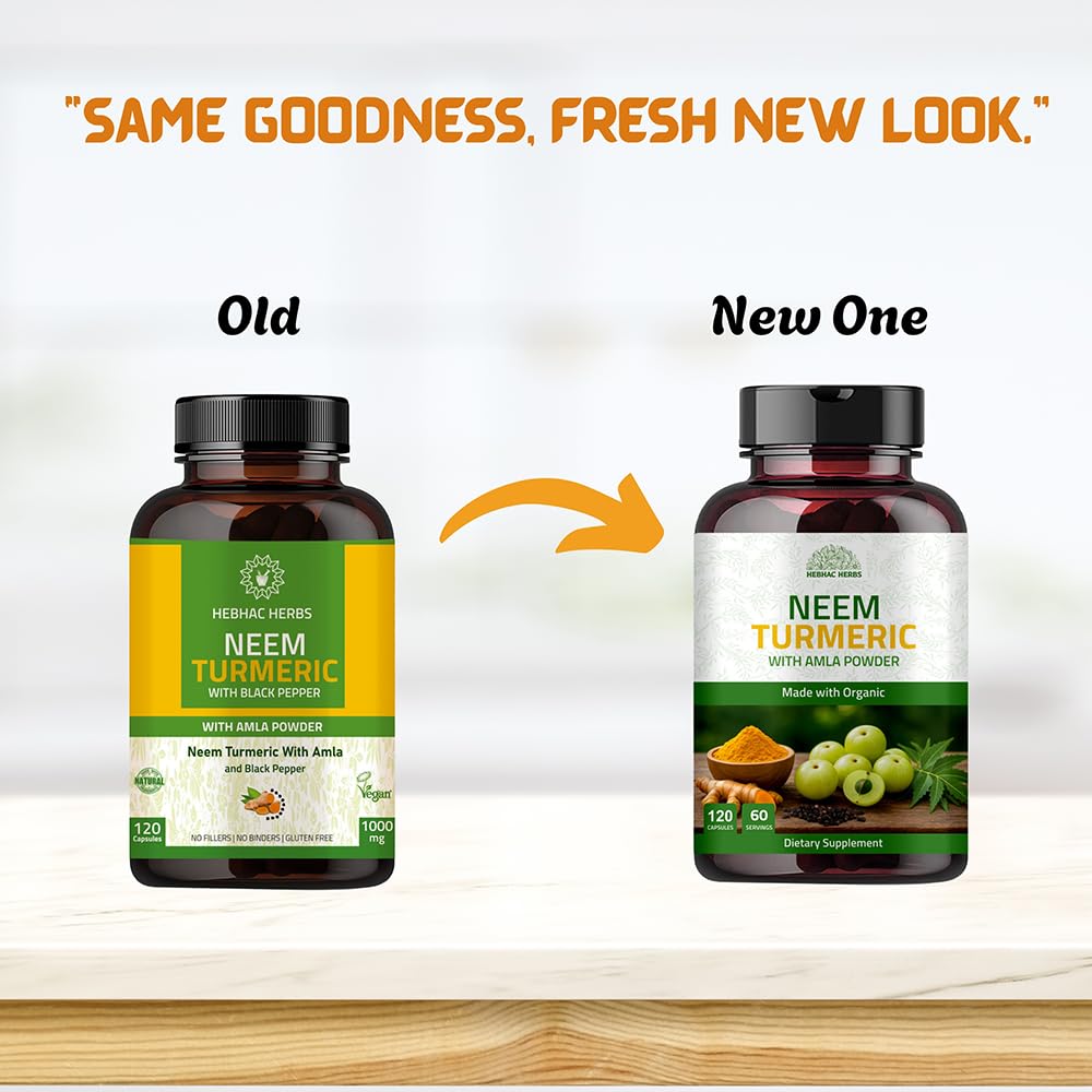Ingredients des capsules de neem et curcuma sur un fond blanc