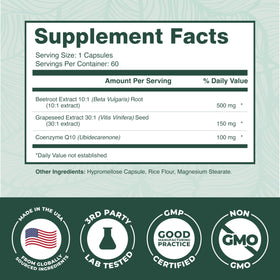 Ingrédients des capsules de racine de betterave PurePremium