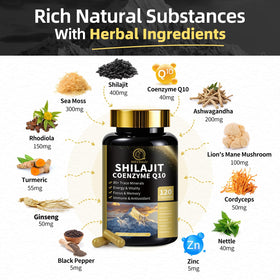 Ingrédients des capsules de Shilajit BBEEAAUU sur l'étiquette