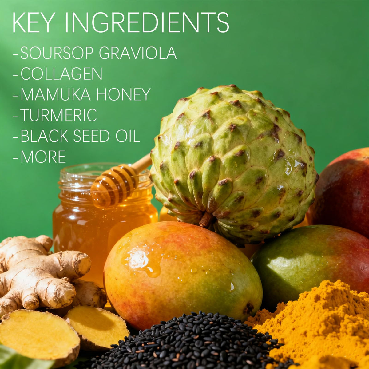Ingrédients des capsules de Soursop ZYGCDZ sur l'étiquette