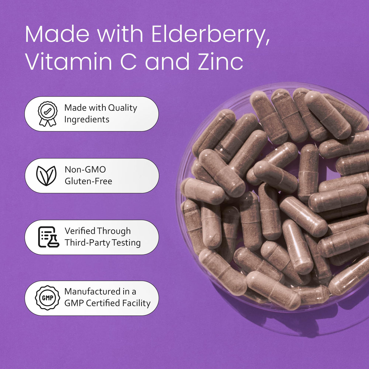 Ingrédients des capsules de sureau NaturaLife Labs sur une table