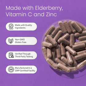Ingrédients des capsules de sureau NaturaLife Labs sur une table