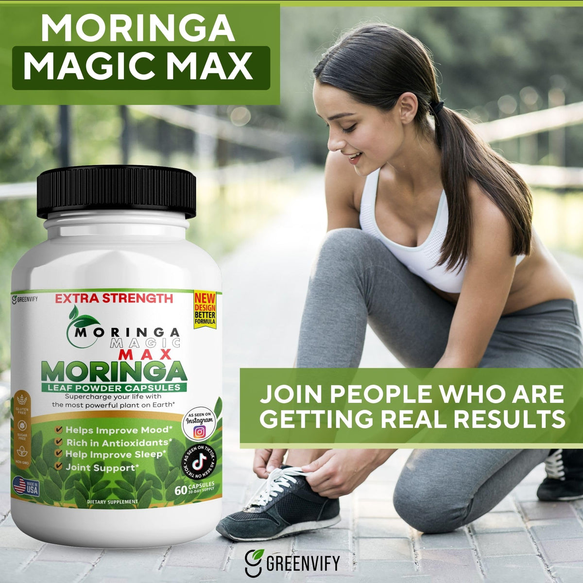 Ingrédients des capsules GREENVIFY Moringa Magic Max 800mg