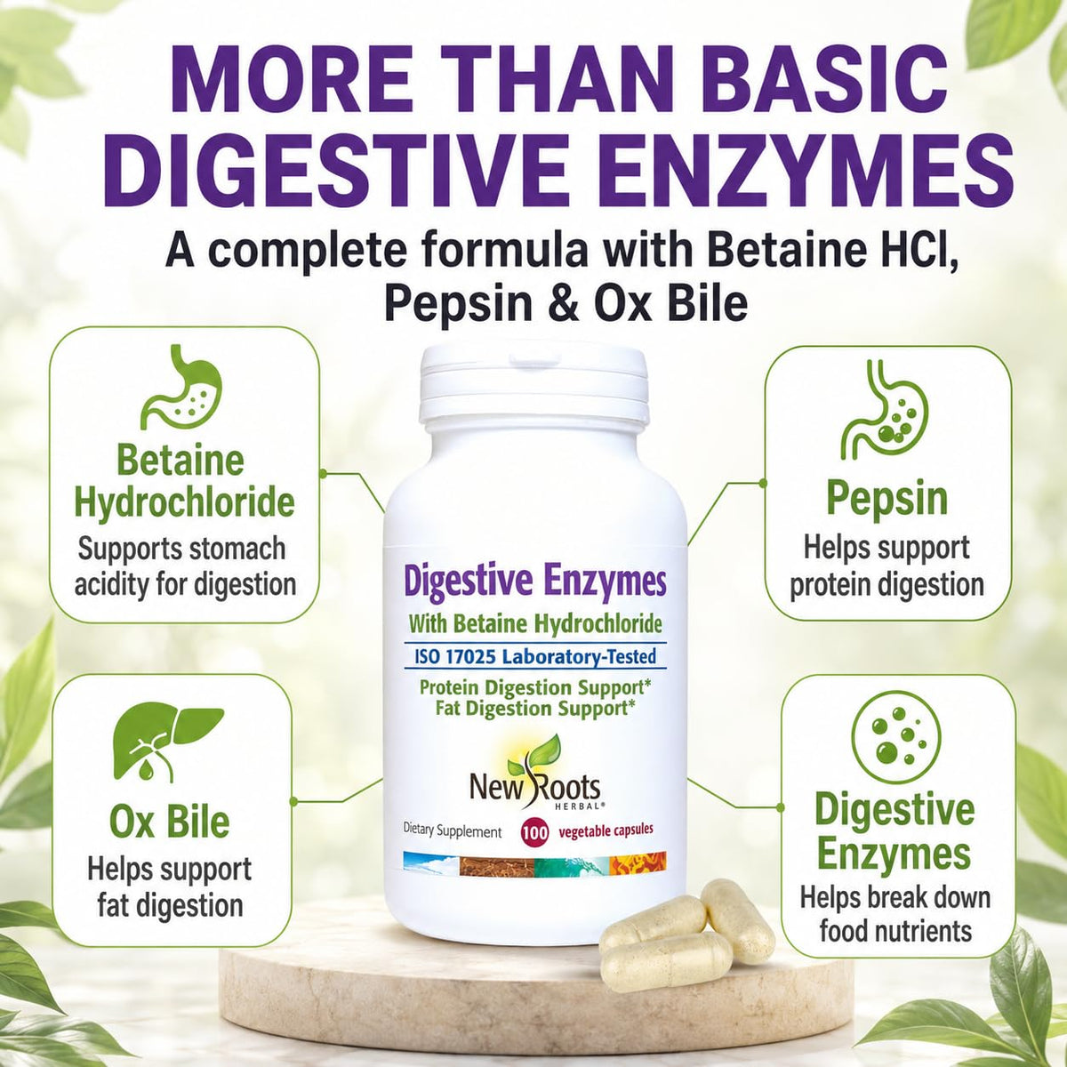 Ingrédients des capsules NEW ROOTS HERBAL Enzymes daily