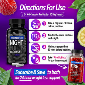 Ingrédients des capsules Night Bullets stripfast5000