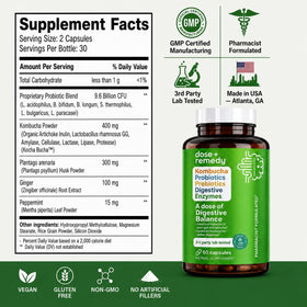 Ingrédients des capsules probiotiques Kombucha dose + remedy