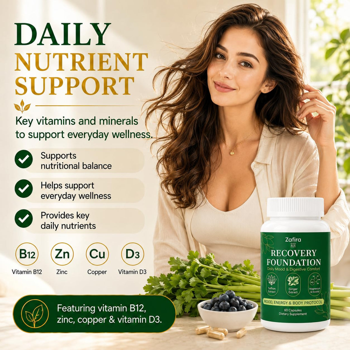 Ingrédients des capsules Zafira Organics de VSRSUKE