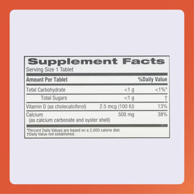 Ingrédients des comprimés à mâcher Calcium 500mg RUGBY LABORATORIES
