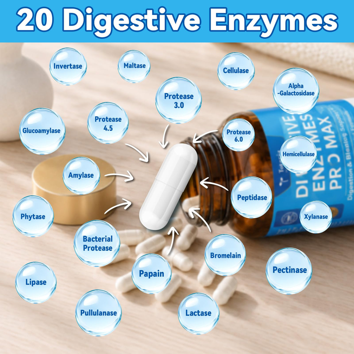 Ingrédients des Enzymes daily Totaria sur une table