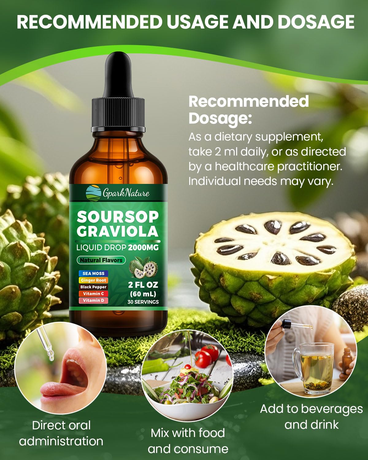 Ingrédients des gouttes de soursop GparkNature