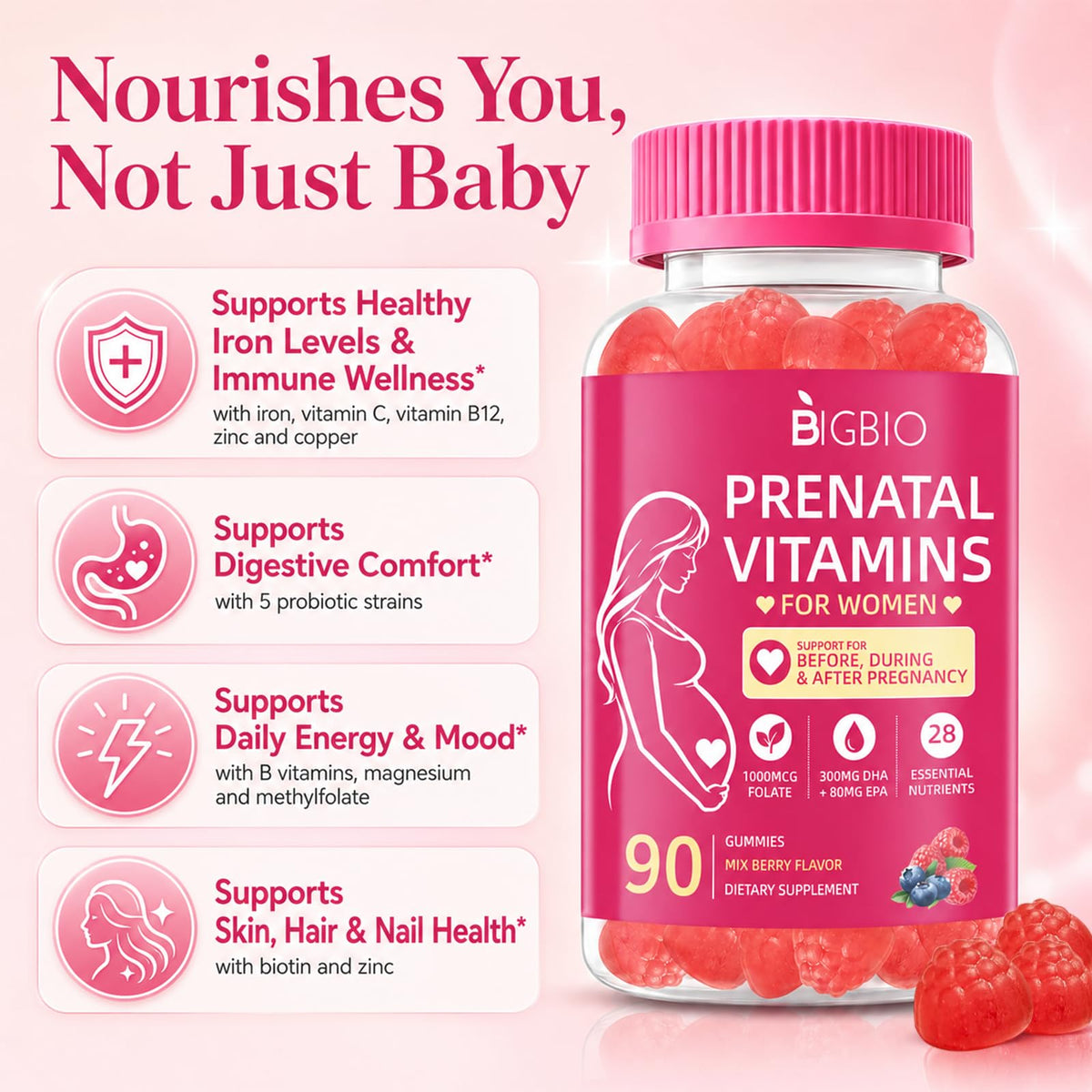 Ingrédients des gummies BIGBIO prénatales